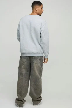 Hot boohooMAN Oversized Marilyn License Print Sweatshirt grey marl