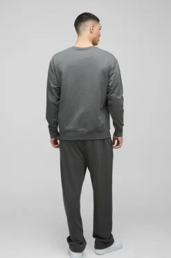 Store boohooMAN Oversized Mickey Mouse Varsity License Print Sweatshirt charcoal
