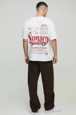 Store boohooMAN Oversized Monaco Car Graphic T-Shirt white