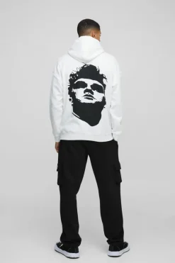 Fashion boohooMAN Oversized Morrissey License Print Hoodie white