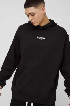 Cheap boohooMAN Oversized Mosaic Homme Graphic Hoodie black