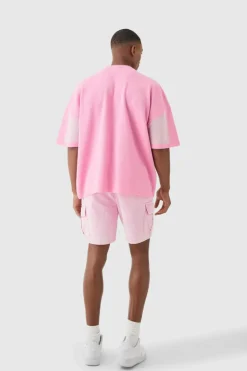 Best boohooMAN Oversized Moto Stripe Knitted T-shirt pink