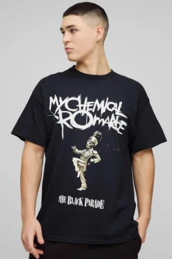 Cheap boohooMAN Oversized My Chemical Romance License Band T-Shirt black
