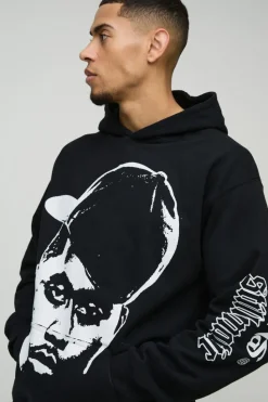Cheap boohooMAN Oversized Nas License Print Hoodie black