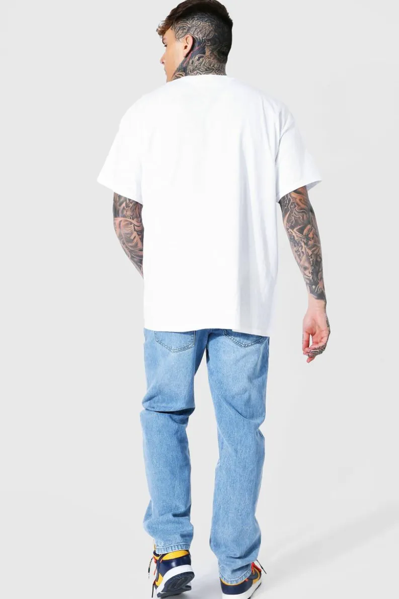 Best Sale boohooMAN Oversized Nirvana Face License T-shirt white