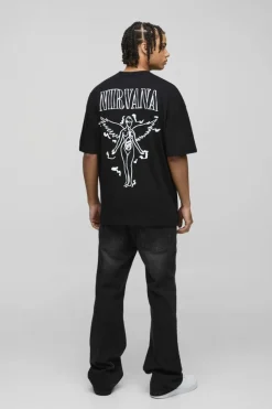 Outlet boohooMAN Oversized Nirvana License T-Shirt black