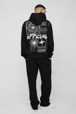 New boohooMAN Oversized Official Abstract Graphic Hoodie black