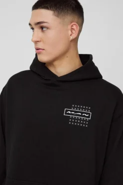 New boohooMAN Oversized Official Abstract Graphic Hoodie black