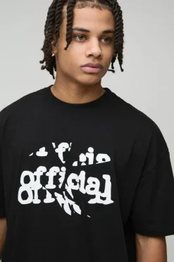 Discount boohooMAN Oversized Official Graffiti Graphic T-Shirt black