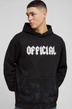 Sale boohooMAN Oversized Official Rhinestone Graphic Hoodie charcoal