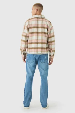 Cheap boohooMAN Oversized Overshirt Brushed Check light pink