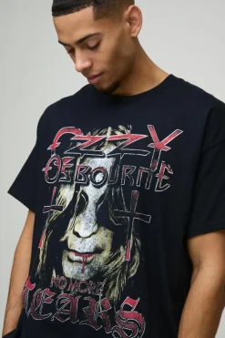 Flash Sale boohooMAN Oversized Ozzy Osbourne License Print T-Shirt black