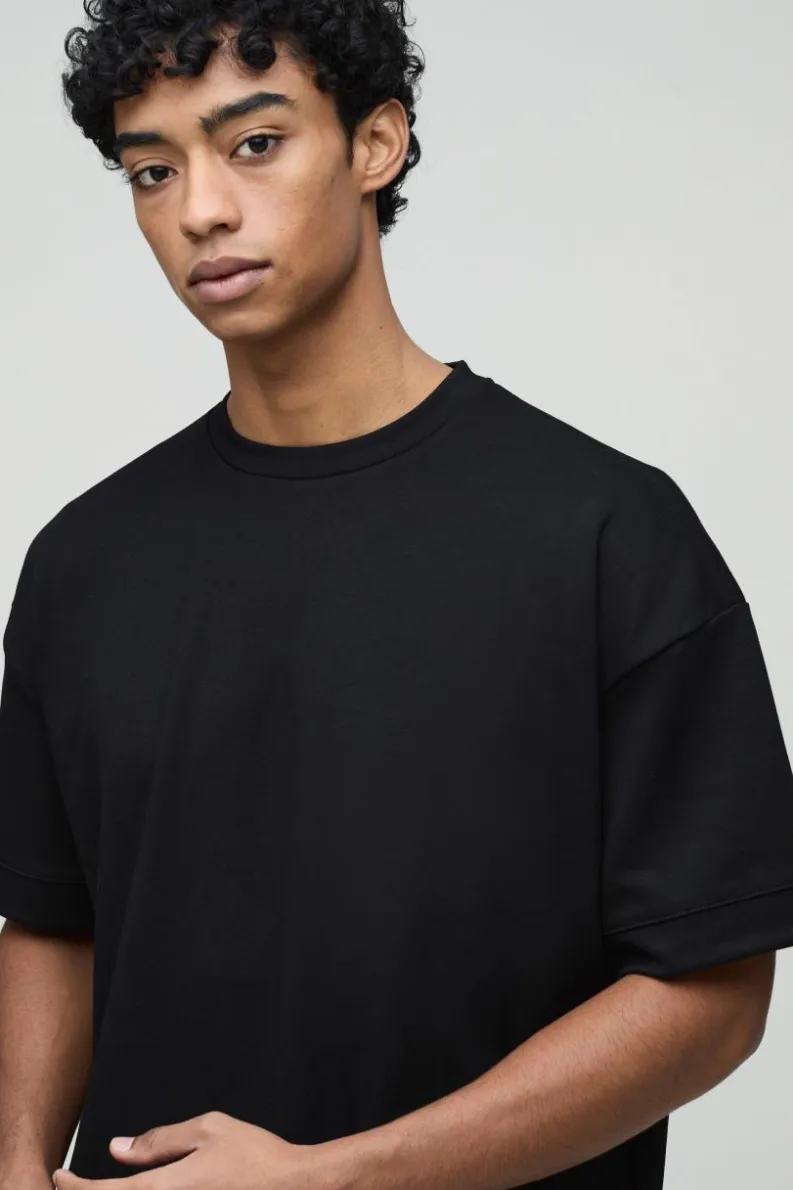Cheap boohooMAN Oversized Peached T-Shirt black