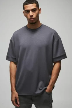 Fashion boohooMAN Oversized Peached T-Shirt slate grey