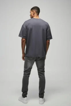 Fashion boohooMAN Oversized Peached T-Shirt slate grey