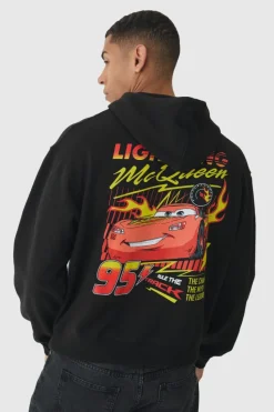 Sale boohooMAN Oversized Pixar Cars License Print Hoodie black