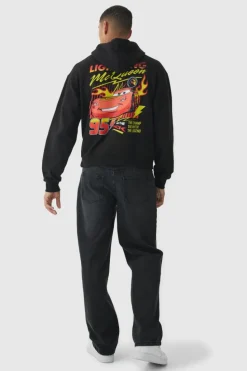 Sale boohooMAN Oversized Pixar Cars License Print Hoodie black