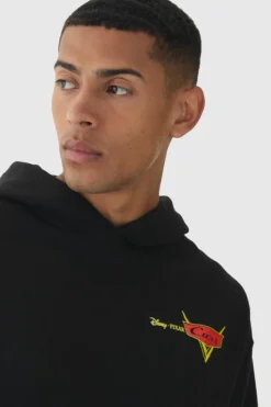 Sale boohooMAN Oversized Pixar Cars License Print Hoodie black