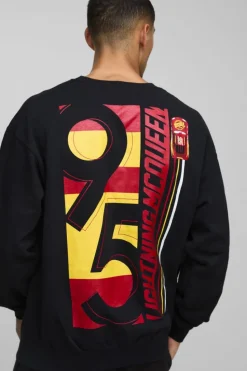 Cheap boohooMAN Oversized Pixar Cars License Print Sweatshirt black