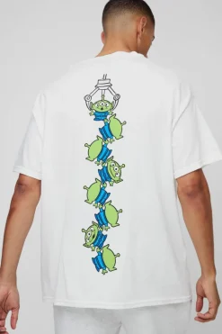 New boohooMAN Oversized Pixar Toy Story Aliens License Print T-Shirt white