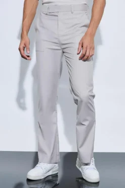 Hot boohooMAN Oversized Pocket Flared Tailored Trousers stone