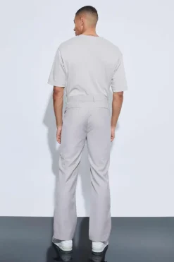Hot boohooMAN Oversized Pocket Flared Tailored Trousers stone