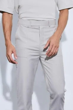 Hot boohooMAN Oversized Pocket Flared Tailored Trousers stone