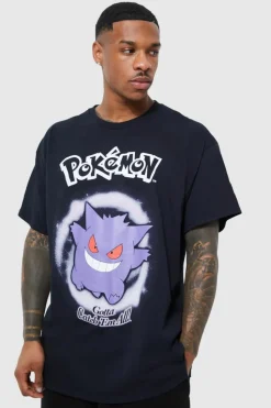 Fashion boohooMAN Oversized Pokemon Gengar License T-shirt black