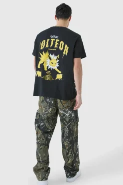 Clearance boohooMAN Oversized Pokemon Jolteon License T-shirt black
