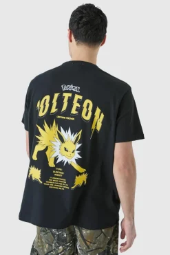 Clearance boohooMAN Oversized Pokemon Jolteon License T-shirt black