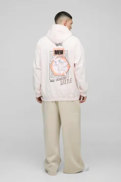 Outlet boohooMAN Oversized Pokemon Mew License Wash Print Hoodie pink