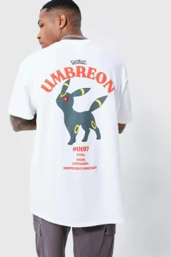 Hot boohooMAN Oversized Pokemon Umbreon License T-shirt white