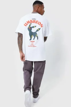 Hot boohooMAN Oversized Pokemon Umbreon License T-shirt white