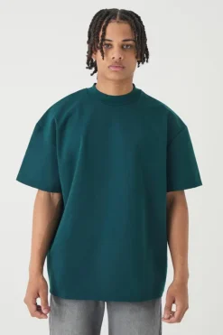 Cheap boohooMAN Oversized Premium Super Heavyweight T-shirt forest