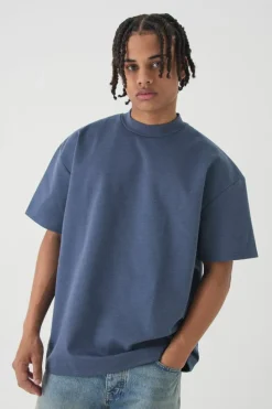 Sale boohooMAN Oversized Premium Super Heavyweight T-shirt slate blue