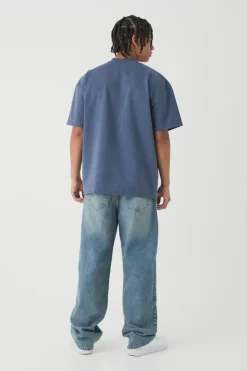 Sale boohooMAN Oversized Premium Super Heavyweight T-shirt slate blue