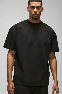 Online boohooMAN Oversized Premium Super Heavyweight T-shirt black