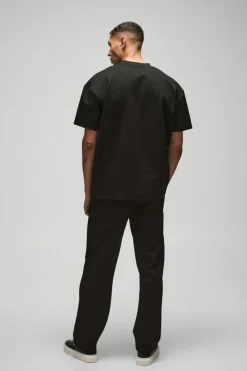 Online boohooMAN Oversized Premium Super Heavyweight T-shirt black