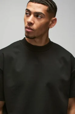 Online boohooMAN Oversized Premium Super Heavyweight T-shirt black