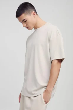 Cheap boohooMAN Oversized Premium Super Heavyweight T-shirt stone