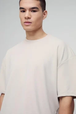 Cheap boohooMAN Oversized Premium Super Heavyweight T-shirt stone