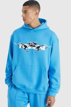 New boohooMAN Oversized Pu Applique Tracksuit blue