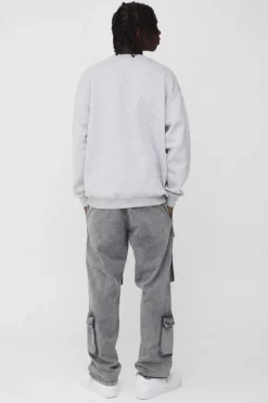 New boohooMAN Oversized Puff Print Homme Sweatshirt grey marl