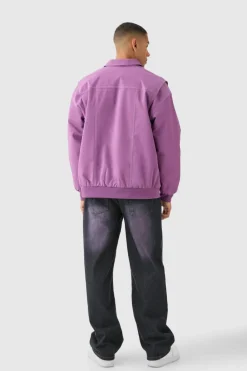 Outlet boohooMAN Oversized PU Panel Detail Bomber Jacket In pink