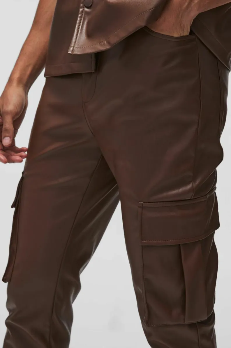 Clearance boohoo Oversized Pu Short Sleeve Set chocolate