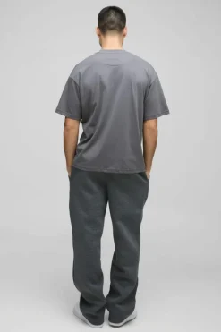 New boohooMAN Oversized Raised Limited Text T-shirt dark grey
