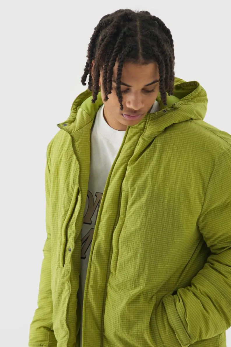 Flash Sale boohooMAN Oversized Ripstop Nylon Hooded Parka In lime