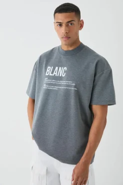 Sale boohooMAN Oversized Rubber Print Heavyweight T-shirt grey