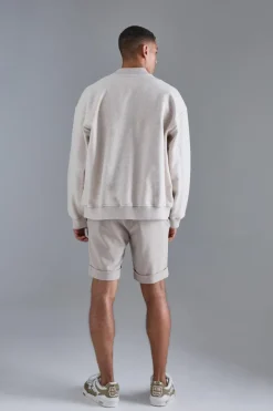 Best Sale boohooMAN Oversized Salt And Pepper Melton Bomber Jacket ecru