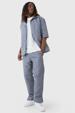 Cheap boohoo Oversized Short Sleeve Quilted Set grey